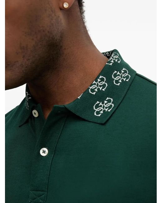 Guess Green Short-Sleeve Pattern-Collar Polo Shirt for men