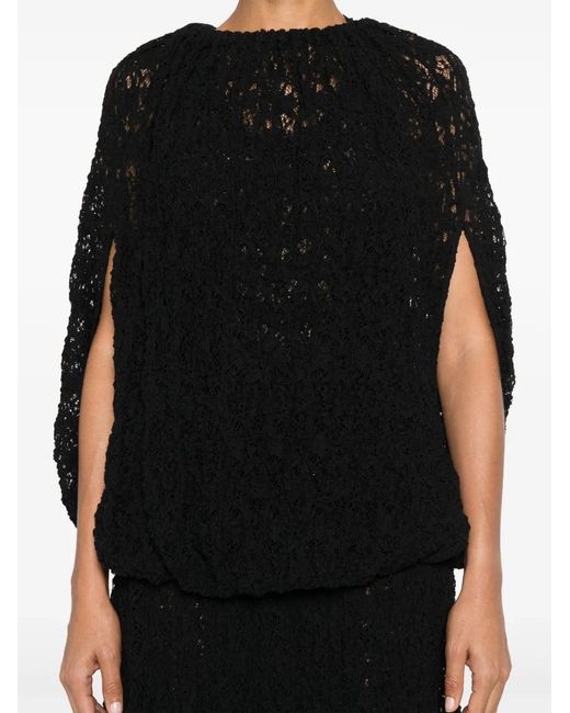 Jil Sander Black Lace-Embroidered Blouse