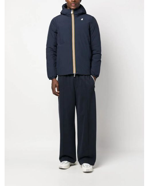 K-Way Blue Reversible Logo-Appliqué Down Jacket for men