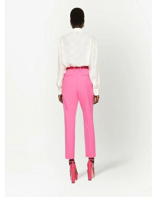 Dolce & Gabbana White Dg-Logo Jacquard Silk Shirt