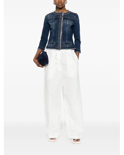 Liu Jo Blue Beaded Fringed Jacket