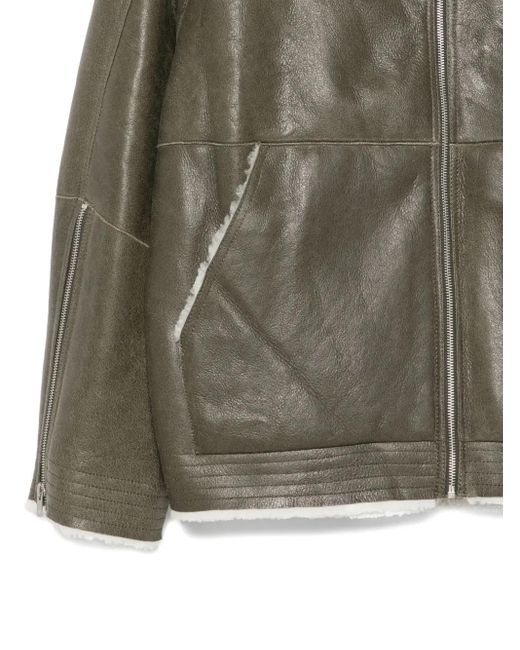 Mordecai Brown Shearling-Collared Leather Jacket for men