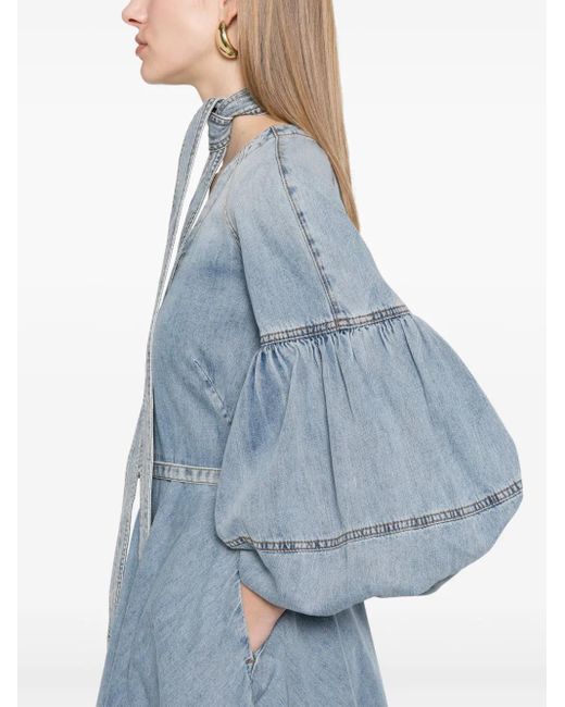Zimmermann Blue Celeste Mini Dress With Puff Sleeves