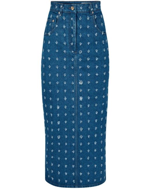 Nina Ricci Blue Distressed Denim Skirt