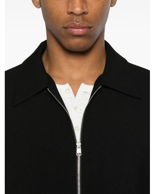 Sandro Black Zip-Up Wing-Collar Shirt for men