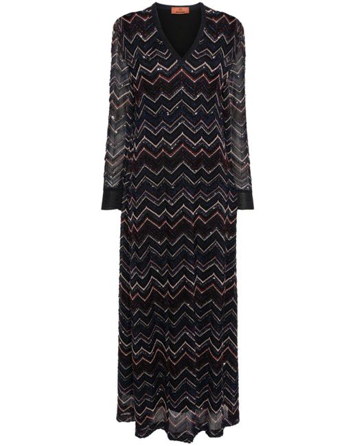 Missoni Black Sequinned Zigzag-knit Dress