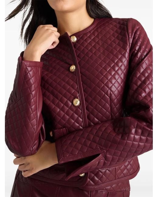 Cinq À Sept Red Brooke Quilted Button Jacket