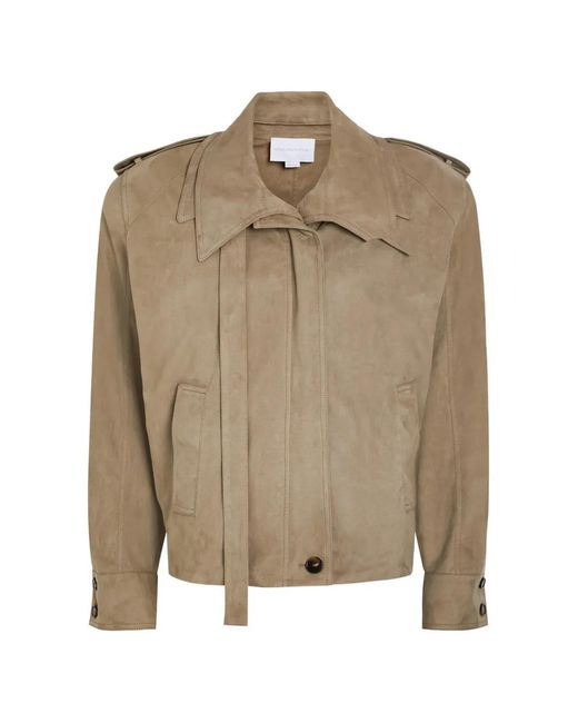 Stella McCartney Natural Epaulette-Detail Suede-Effect Jacket