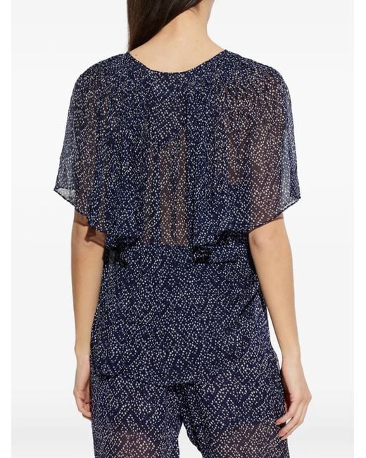 Isabel Marant Blue Neslya Ruffled Printed Top