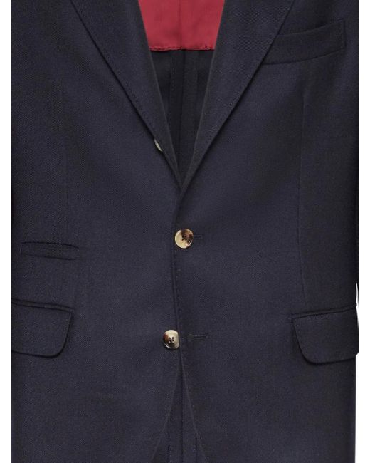 Brunello Cucinelli Blue Single-Breasted Cashmere Blazer for men