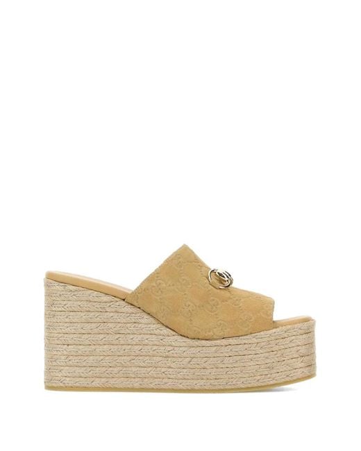 Gucci Natural Suede Platform Wedges
