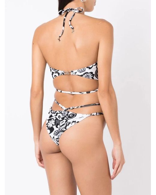 Amir Slama White Floral-Print Bikini Set