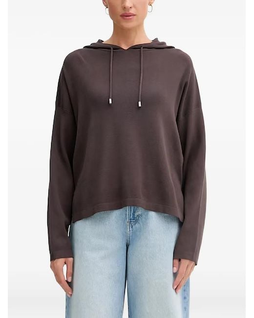 Benetton Brown Drawstring Side-Slit Hoodie