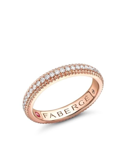 Faberge White 18kt Rose Gold Colours Of Love Diamonds Fluted Eternity Ring