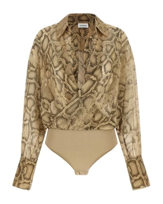 ANDAMANE Natural Paloma Python-Print Bodysuit