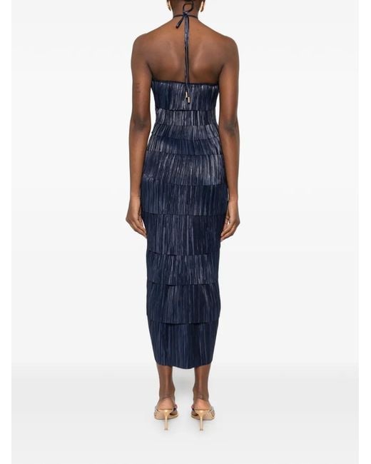 Cult Gaia Blue Robe Mi-Longue Patrizia Plissée À Dos Nu