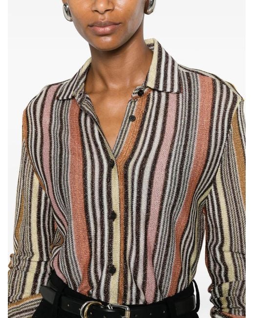 Missoni White Striped Metallic-Thread Shirt