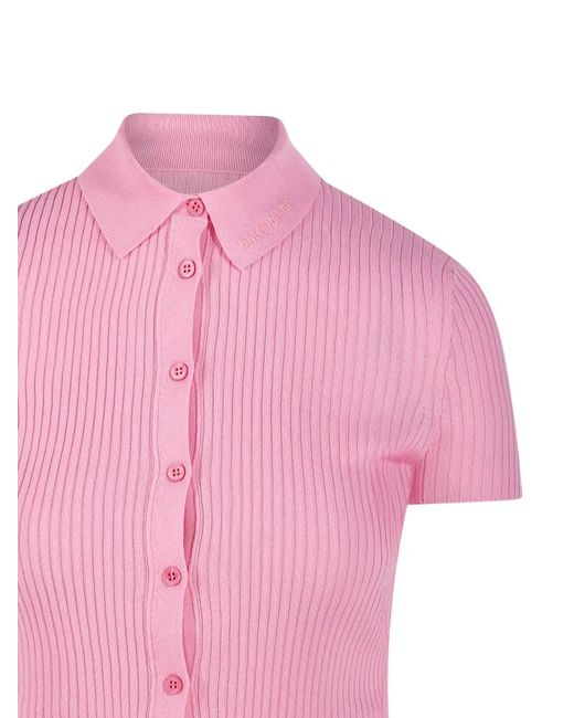 Balenciaga Pink Buttoned Ribbed Top