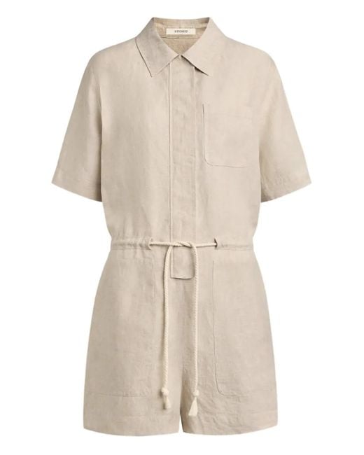 12 STOREEZ Natural Drawstring Linen Playsuit
