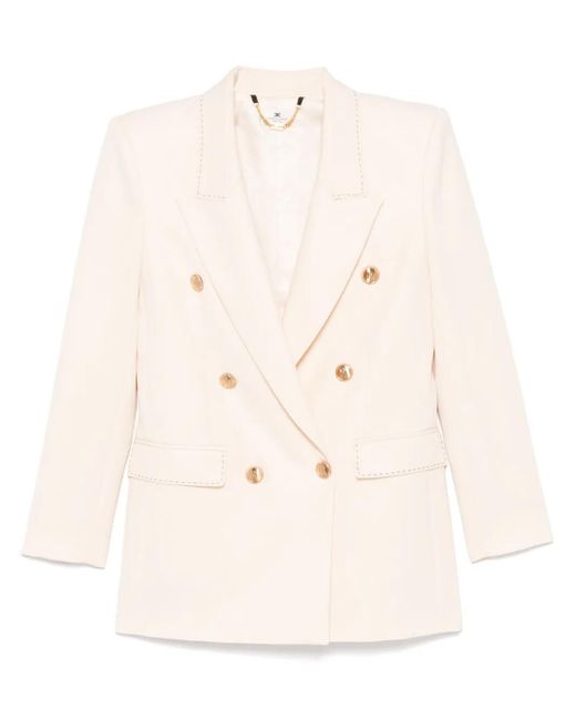 Elisabetta Franchi Natural Sakko Mit Kontrastnähten