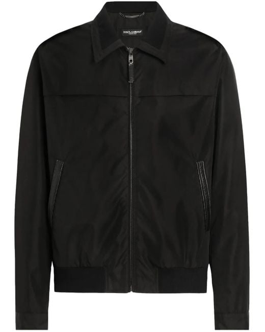 Dolce & Gabbana Black Logo-Plaque Bomber Jacket for men