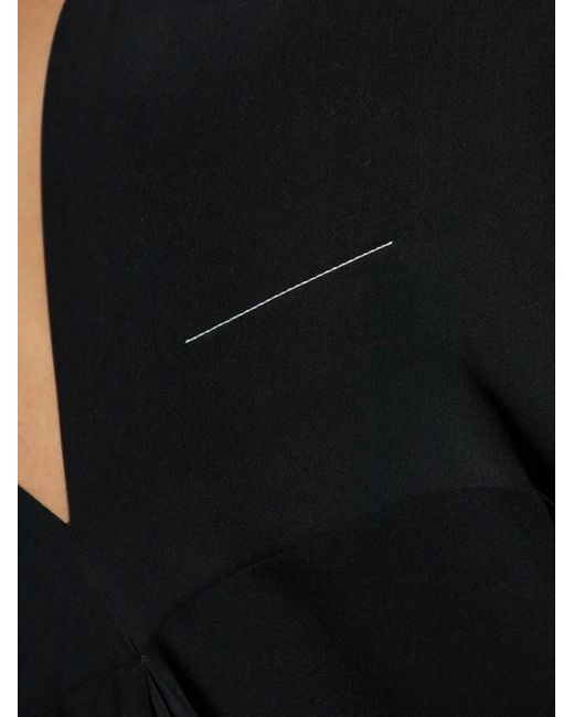 MM6 by Maison Margiela Black Draped Short-Sleeve Dress