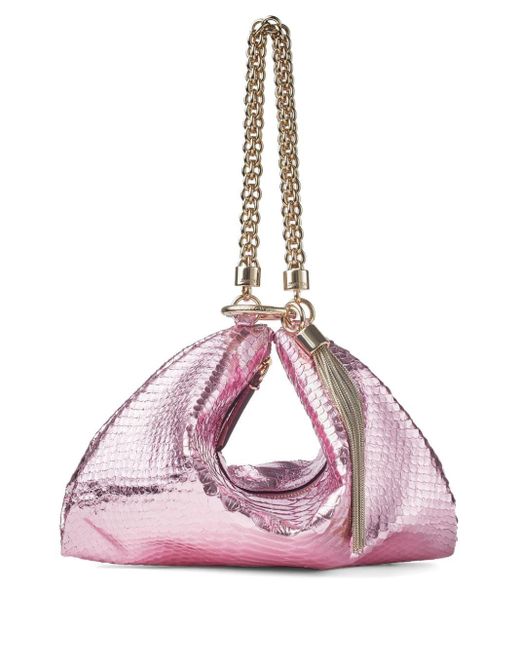 Jimmy Choo Pink Callie Snakeskin-effect Clutch Bag