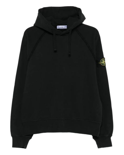 Stone Island Black Cotton Hoodie for men