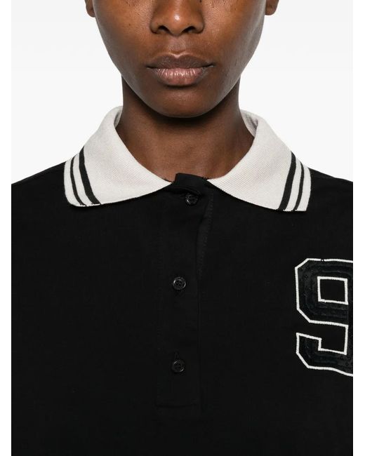 Marc Ellis Black Logo-Patch Polo Shirt