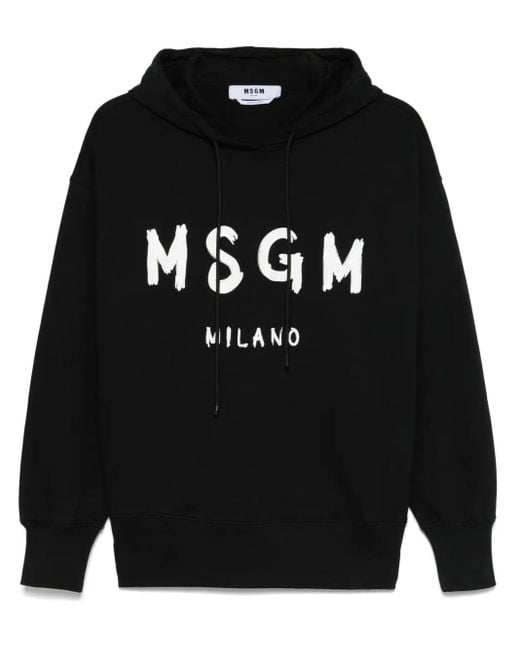 MSGM Black Cotton Crewneck Sweatshirt With Logo