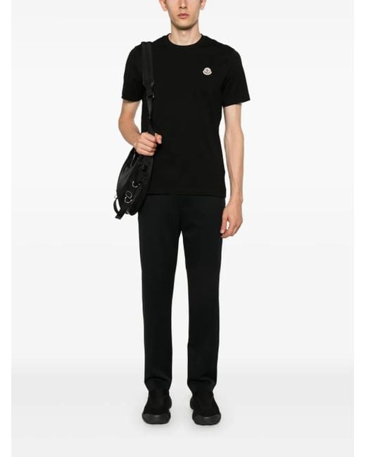 Moncler Black Logo-Patch Drawstring Trousers for men