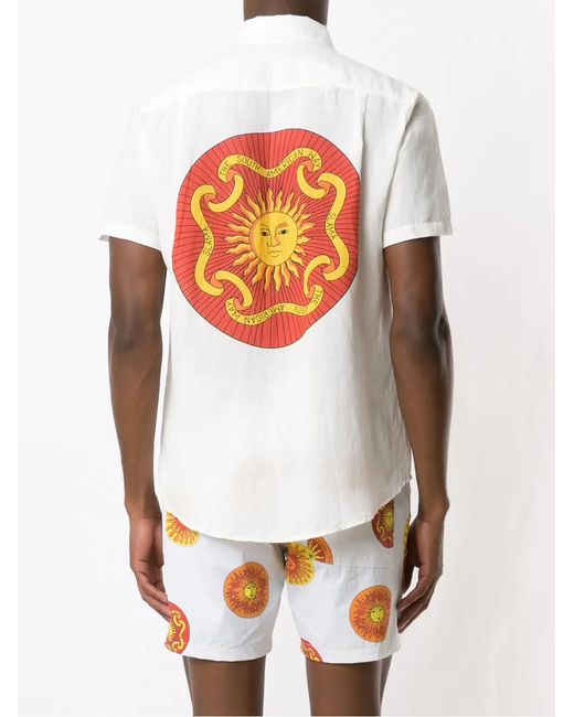 Amir Slama Orange Print Sol Short Sleeves Shirt for men