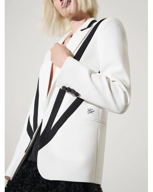 Karl Lagerfeld Kl Studio Getailleerde Blazer Met Contrast in het White