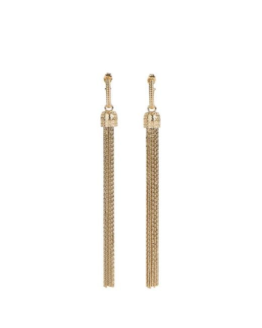 Balmain White Brass Tassel Earrings