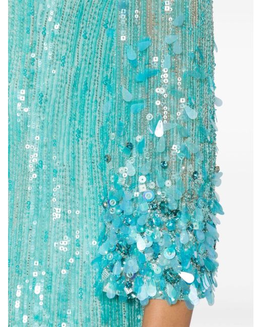 Jenny Packham Blue Nymph Sequin-embellished Midi Dress