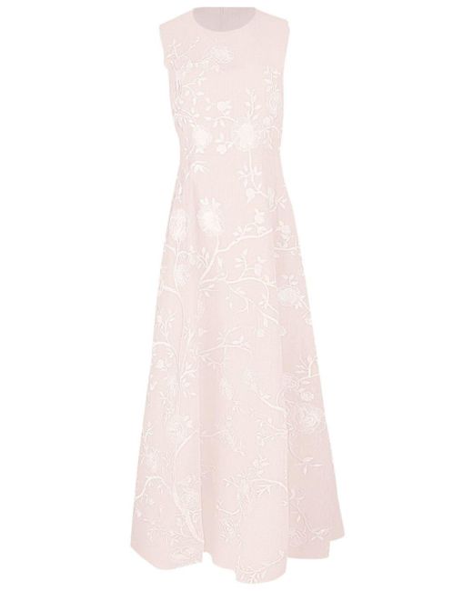 Adam Lippes Pink Eloise Floral-embroidered Dress