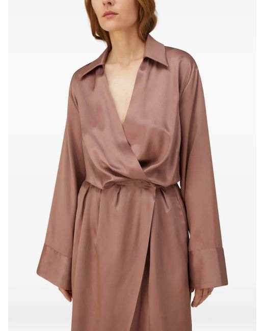 RETORI Brown Wrap-Design Maxi Dress