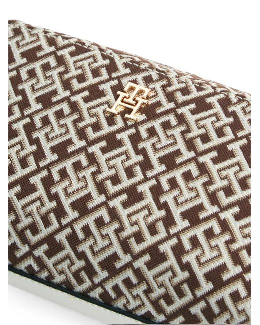 Tommy Hilfiger Gray Monogram-Pattern Shoulder Bag