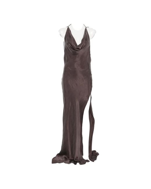 ANDAMANE Brown Cowl-Neck Backless Maxi Dress