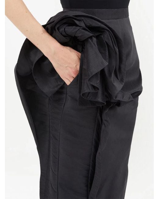Maison Margiela Black Moiré-Effect Ruffled Midi Skirt