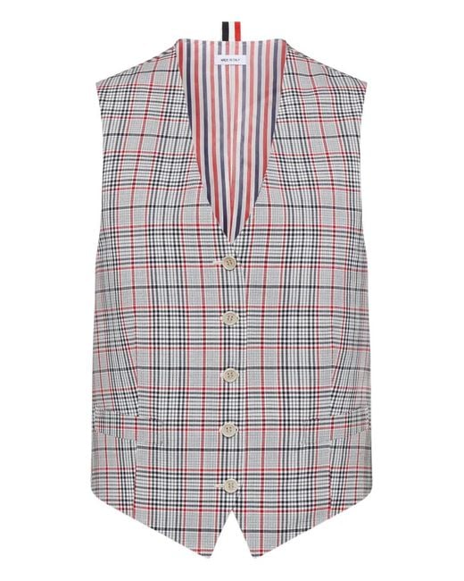 Thom Browne Gray Plaid Waistcoat