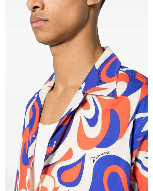 DSquared² Blue, White, Red Cotton Shirt for men