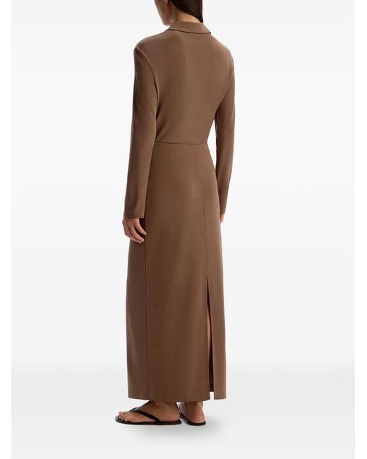 12 STOREEZ Brown Split Midi Skirt