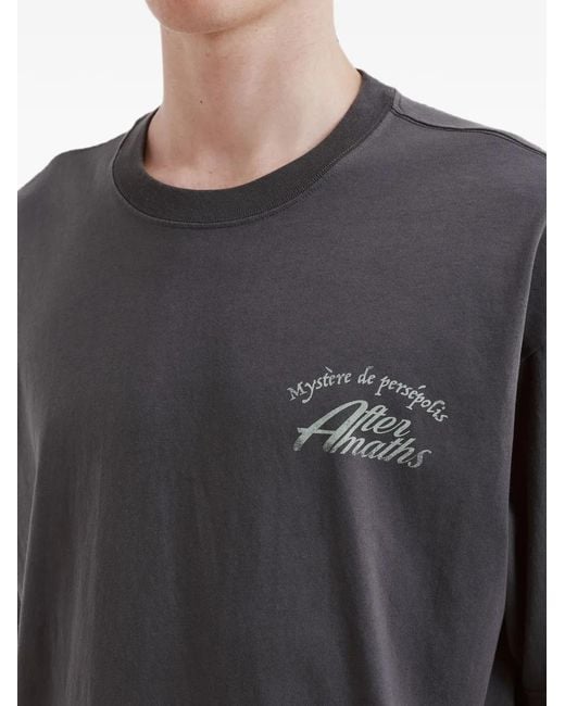 AFTERMATHS Blue Graphic-Print T-Shirt for men