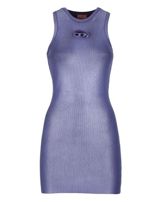 DIESEL Purple Mini M-Caddix-M Cut-Out Ribbed Dress