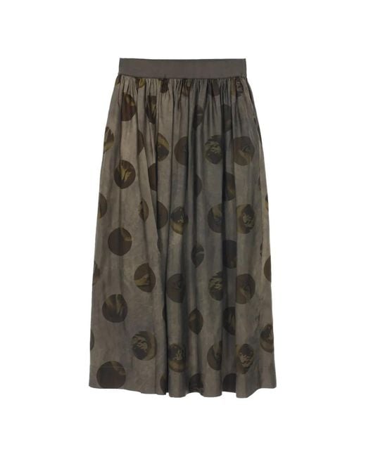 Uma Wang Gray Elasticated Patterned Maxi Skirt