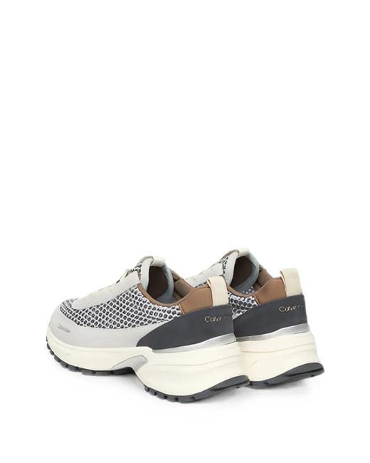 Calvin Klein White Mesh-Panelled Sneakers