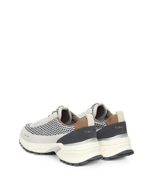 Calvin Klein White Mesh-Panelled Sneakers