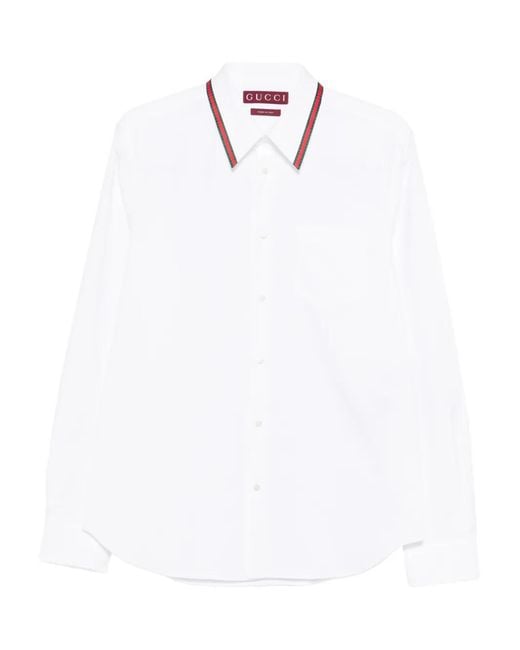 Gucci White Striped-Collar Shirt for men