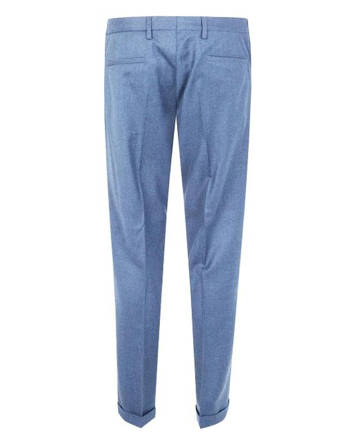 Paul Smith Blue Pressed-Crease Wool Trousers for men